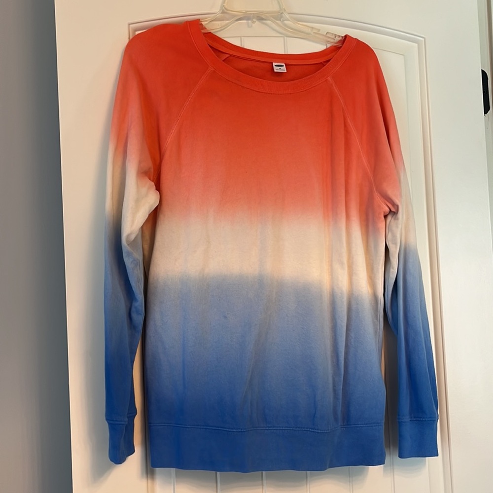 Red, white, and blue pullover